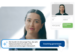 KI Coaching Plattform mit virtueller Kundenpersona zur Trainingssimulation.