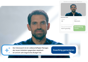 KI-Coaching-Plattform mit virtuellem Interessenten Maximilian Mark, Einstellung positiv.