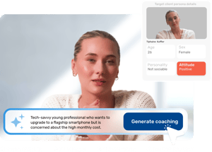 KI-Plattform mit der virtuellen Persona Tiphaine Kuffler für ein Verkaufstraining.