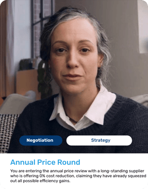 Virtual vendor avatar for annual price review and efficiency gains strategy.
